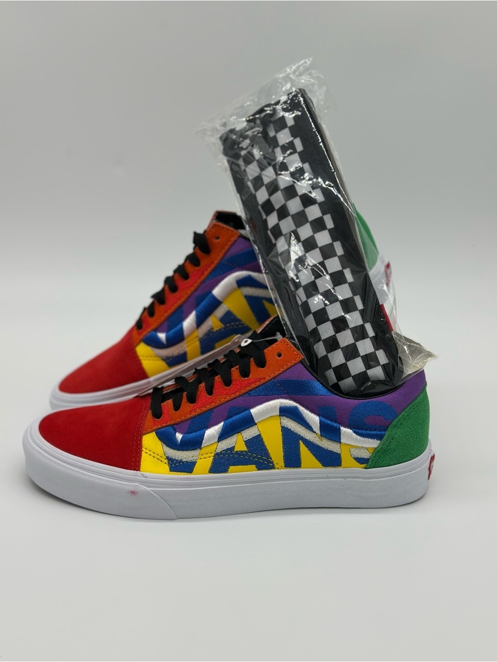 Vans Multi-Color Skate Sneakers — Red, Yellow, Blue, Green, Purple